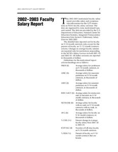 [removed]–2003 FACULTY SALARY REPORT 2002–2003 Faculty Salary Report