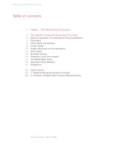 Nestlé Corporate Business Principles  Table of contents 2