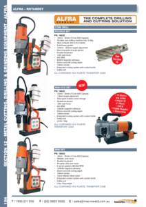 SECTION 12 – METAL CUTTING, DRILLING & GRINDING EQUIPMENT – ALFRA  ALFRA – ROTABEST CORE DRILL PICCOLO SET