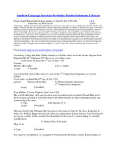 Southern Campaign American Revolution Pension Statements & Rosters Bounty Land Warrant information relating to John M. Hay VAS1446 Transcribed by Will Graves vsl[removed]