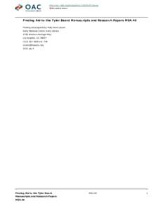 http://oac.cdlib.org/findaid/ark:/13030/c8319wng No online items Finding Aid to the Tyler Beard Manuscripts and Research Papers MSA.40 Finding aid prepared by Holly Rose Larson Autry National Center, Autry Library