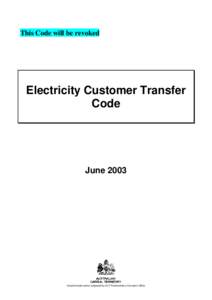 ELECTRICITY CUSTOMER TRANSFER CODE