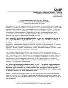 _____________________________CNSF Coalition for National Science Funding 1527 Eighteenth Street NW, Washington, DC1100 www.cnsfweb.org