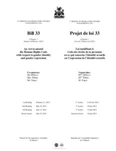 1ST SESSION, 40TH LEGISLATURE, ONTARIO 61 ELIZABETH II, 2012 1re SESSION, 40e LÉGISLATURE, ONTARIO 61 ELIZABETH II, 2012