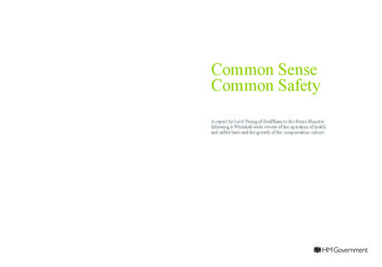 Common Sense   Common Safety A report by Lord Young of Graffham to the Prime Minister following a Whitehall‑wide review of the operation of health