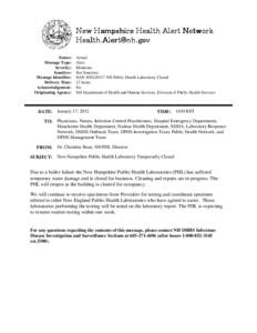 Alert messaging / Health Alert Network / Health / Personal life / Emergency Alert System / Public health / Public health laboratory / United States Public Health Service