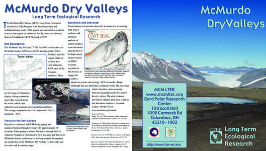 McMurdo Dry Valleys Long Term Ecological Research T  he McMurdo Dry Valleys (MCM) Long Term Ecological