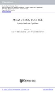 Cambridge University Press8 - Measuring Justice: Primary Goods and Capabilities Edited by Harry Brighouse and Ingrid Robeyns Copyright Information More information