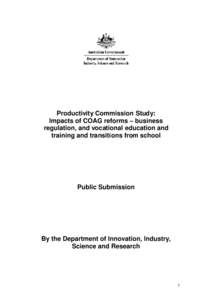 Submission G2 - Department of Innovation, Industry, Science and Research - Impacts and Benefits of COAG Reforms - Commissioned study