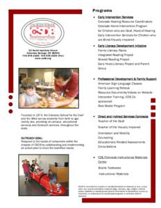 Programs  Early Intervention Services Colorado Hearing Resource Coordinators Colorado Home Intervention Program