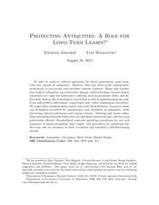 Protecting Antiquities: A Role for Long-Term Leases?∗ Michael Kremer† Tom Wilkening‡