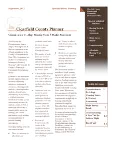 September, 2012  Special Edition: Housing Clearfield County Planning and