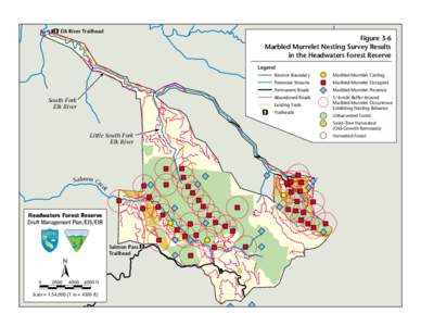 Elk River Trailhead  Figure 3-6 Marbled Murrelet Nesting Survey Results in the Headwaters Forest Reserve Legend