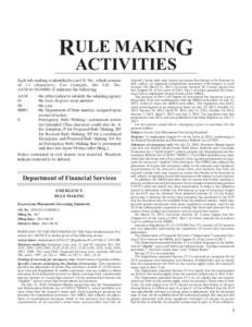 RULE MAKING ACTIVITIES Each rule making is identified by an I.D. No., which consists of 13 characters. For example, the I.D. No. AAM[removed]E indicates the following: