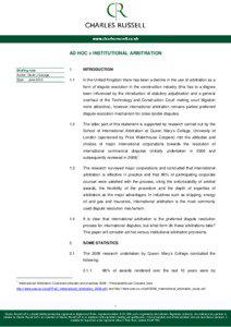 www.charlesrussell.co.uk  AD HOC v INSTITUTIONAL ARBITRATION