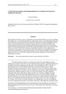 Journal of Institutional Research, 18(1), 47–A Panel Data Investigation of the Relationship Between Graduate Job Search and Employment Outcomes