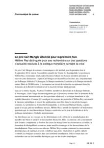 Le prix Carl Menger décerné pour la première fois
				Le prix Carl Menger décerné pour la première fois