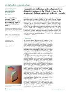 crystallization communications Acta Crystallographica Section F Structural Biology and Crystallization Communications