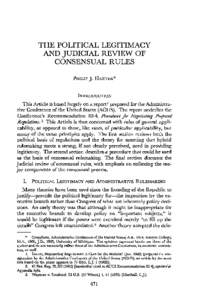 THE POLITICAL LEGITIMACY AND JUDICIAL REVIEW OF CONSENSUAL RULES PHILIP  J. HARTER*