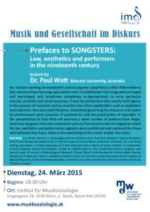 Musik und und Gesellschaft Gesellschaft im im Diskurs Diskurs Prefaces to SONGSTERS: