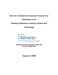 Bill C-27, The Electronic Commerce Protection Act Submission to the Standing Committee on Industry, Science and Technology