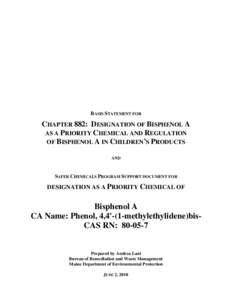 Microsoft Word - Bisphenol A Support Document and Basis Statement.doc