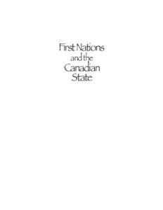 First Nations and the Canadian State