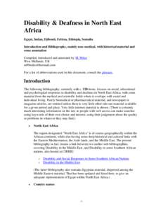 Disability & Deafness in North East Africa