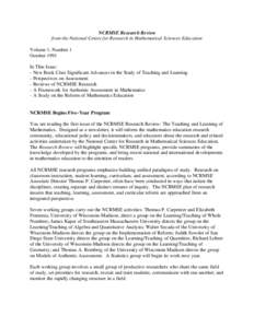 National Council of Teachers of Mathematics / Thomas A. Romberg / Principles and Standards for School Mathematics / Basic skills / Iowa Tests of Educational Development / Constructivism / Standardized test / Mathematics education in the United States / Math wars / Education / Mathematics education / Education reform