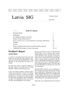 Latvia SIG  Volume 6, Issue 5 July[removed]Table of Contents