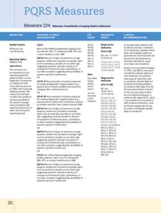 PQRS Measures Measure 224 Melanoma: Overutilization of Imaging Studies in Melanoma  DEF INITI ON