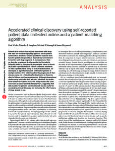 A n a ly s i s  Accelerated clinical discovery using self-reported patient data collected online and a patient-matching algorithm