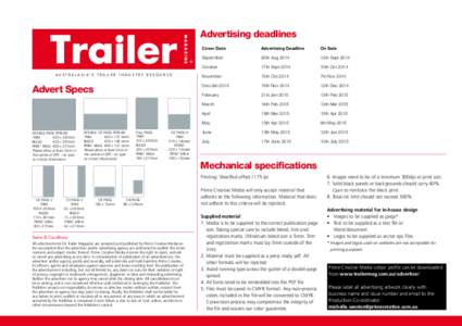 Advertising deadlines ® a u s t r a l a s i a’ s t r a i l e r i n d u s t ry r e s o u r c e  Advert Specs