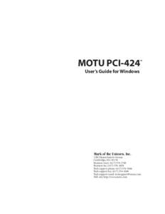 MOTU PCI-424  ™ User’s Guide for Windows