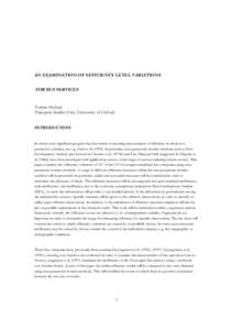 AN EXAMINATION OF EFFICIENCY LEVEL VARIATIONS FOR BUS SERVICES TorbenHol vad TransportStudi