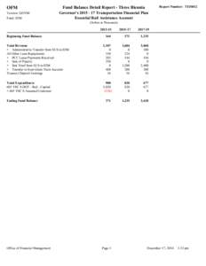 Governor’s Proposed[removed]Budget Six-Year Financial Plans for Transportation