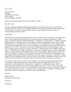 Escrow / Personal finance / Law / Investment / Finance / National Credit Union Share Insurance Fund / National Credit Union Administration / Insurance / Real estate broker / Bank regulation in the United States / Legal terms / Real property law