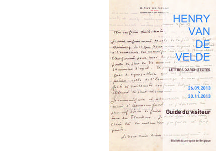 HENRY VAN DE VELDE LETTRES D’ARCHITECTES  HENRY VAN DE VELDE