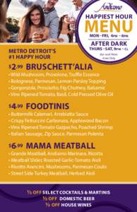 HAPPIEST HOUR  MENU MON – FRI, 4PM – 6PM  AFTER DARK