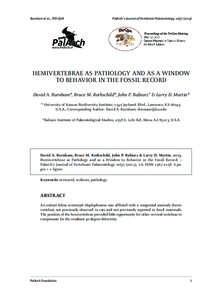 Burnham et al., TER-QUA  PalArch’s Journal of Vertebrate Palaeontology, [removed]HEMIVERTEBRAE AS PATHOLOGY AND AS A WINDOW TO BEHAVIOR IN THE FOSSIL RECORD