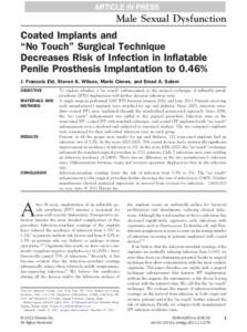 Coated Implants and “No Touch” Surgical Technique Decreases Risk of Infection in Inflatable Penile Prosthesis Implantation to 0.46%
