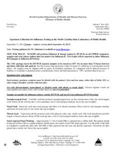 North Carolina Department of Health and Human Services Division of Public Health Pat McCrory Governor  Aldona Z. Wos, M.D.