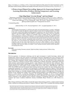 Project-based learning / Digital storytelling / Learning styles / E-learning / Educational technology / Constructivism / Student-centred learning / Cooperative learning / Learning / Education / Educational psychology / Problem-based learning