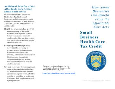 Taxation / Healthcare reform in the United States / Healthcare in the United States / Institutional investors / Business / Patient Protection and Affordable Care Act / Income tax in the United States / Tax credit / Health insurance exchange / Investment / Taxation in the United States / Financial economics