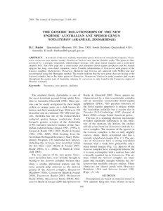 2005. The Journal of Arachnology 33:445–455  THE GENERIC RELATIONSHIPS OF THE NEW