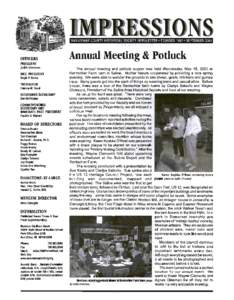 WASHTENAW COUNTY HISTORICAL SOCIETY NEWSLETTER • FOUNDED 1857 • SEPTEMBER[removed]omCERS Annual Meeting & Potluck