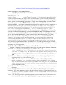 Southern Campaign American Revolution Pension Statements & Rosters Pension Application of John Hammons R26146 Transcribed and annotated by C. Leon Harris State of Missouri } Ss. County of Lincoln } On this 3d day of Nove