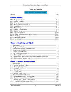 Connecticut Statewide Airport System Plan  Table of Contents