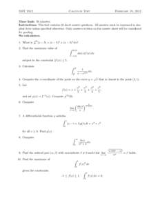 SMT[removed]Calculus Test February 18, 2012