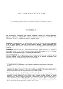 ANTI-CORRUPTION ACTION PLAN  for Armenia, Azerbaijan, Georgia, the Russian Federation, Tajikistan and Ukraine 1